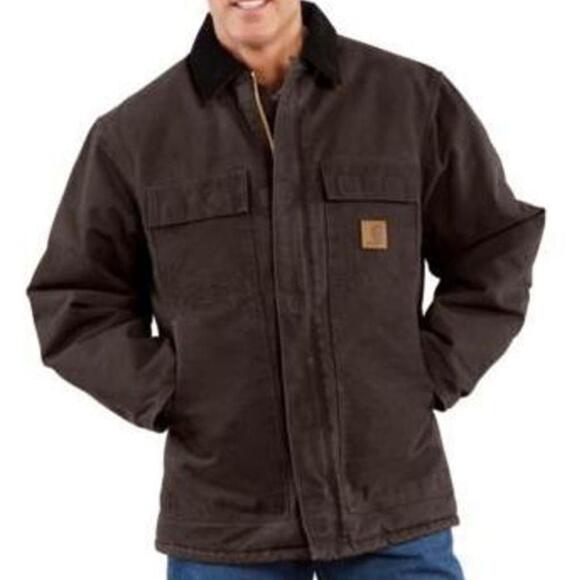 Carhartt Other - Carhartt Sandstone Traditional Arctic Quilt Lined Duck Canvas Coat Dark Brown